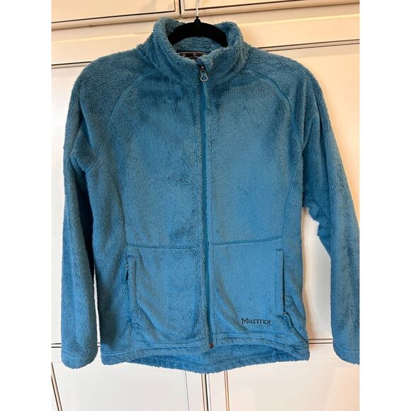 Marmot Blue Fuzzy Fleece Full Zip Jacket M 6-10 - Picture 2 of 6
